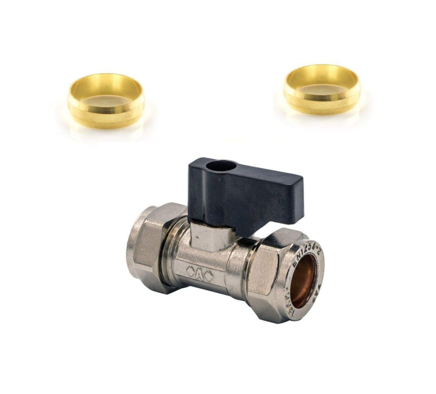 Wärmer System Lever Operated Isolating Valve 15mm Chrome with Extra Olives