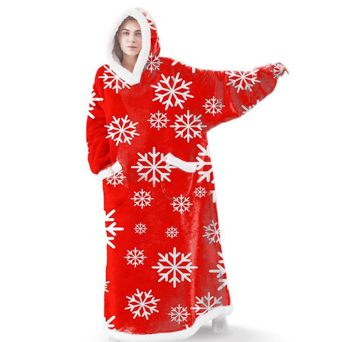 EAHOME Extra Long Hoodie Blanket Sweatshirt 3XL for Women Men 1pcs, Super Warm and Cozy Big Blanket Hoodie, Wearable Flannel Blanket with Sleeves and Pocket