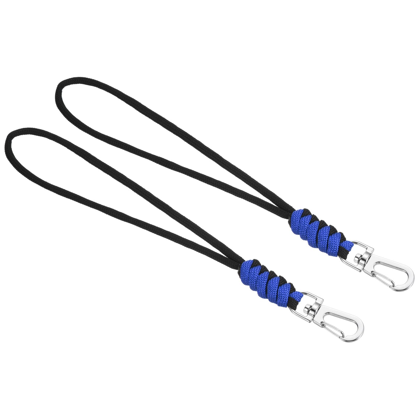 PATIKIL Badge Lanyard with Snap Hook 8 Inch, 2Pcs Braided Wrist Keychain Strap for Keys Whistles Wallets, Blue