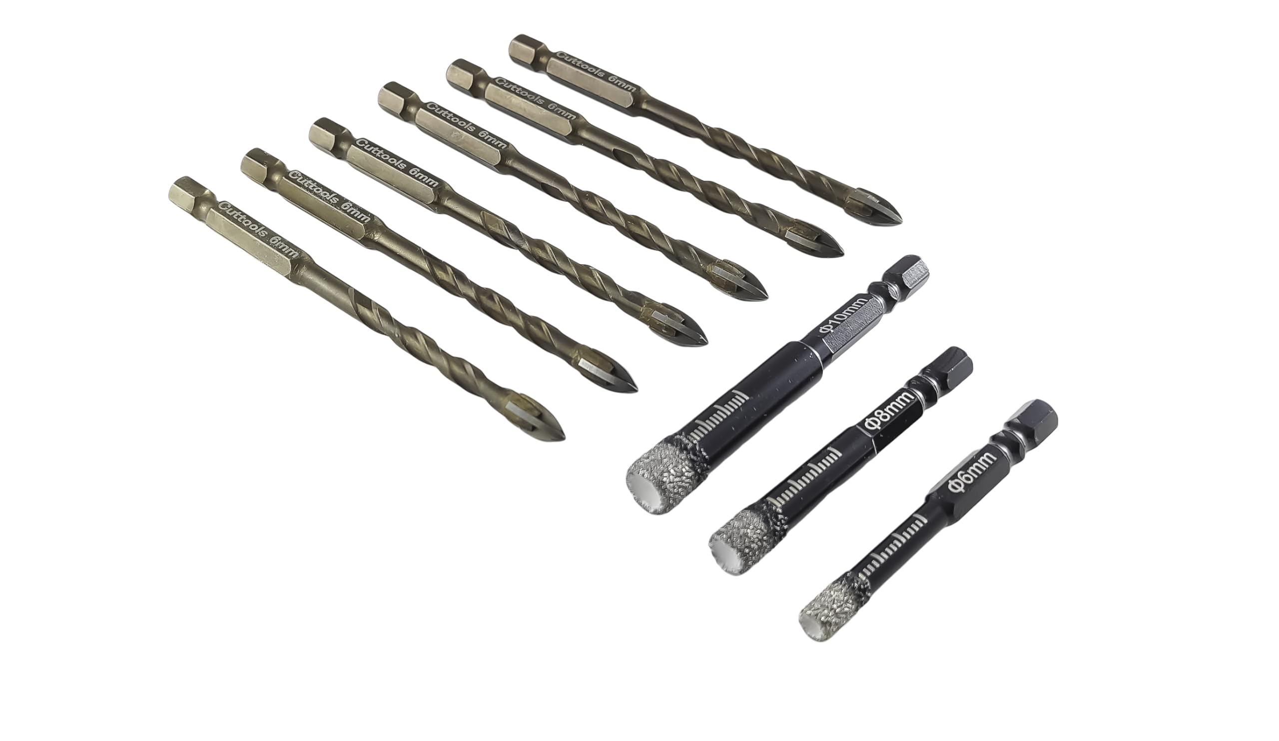 Porcelain Tile Drill Bits Set – CUTTOOLS Dry Diamond Drill Bits Quick-fit Hex Shank for Ceramic Tile Granite Marble Stone,9-Pack