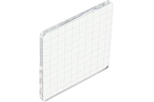 PATIKIL 4" x 4" Acrylic Stamp Block, Clear Stamping Block with Grid Lines Decorative Mounting Blocks Square for Scrapbooking DIY Crafts Card Making