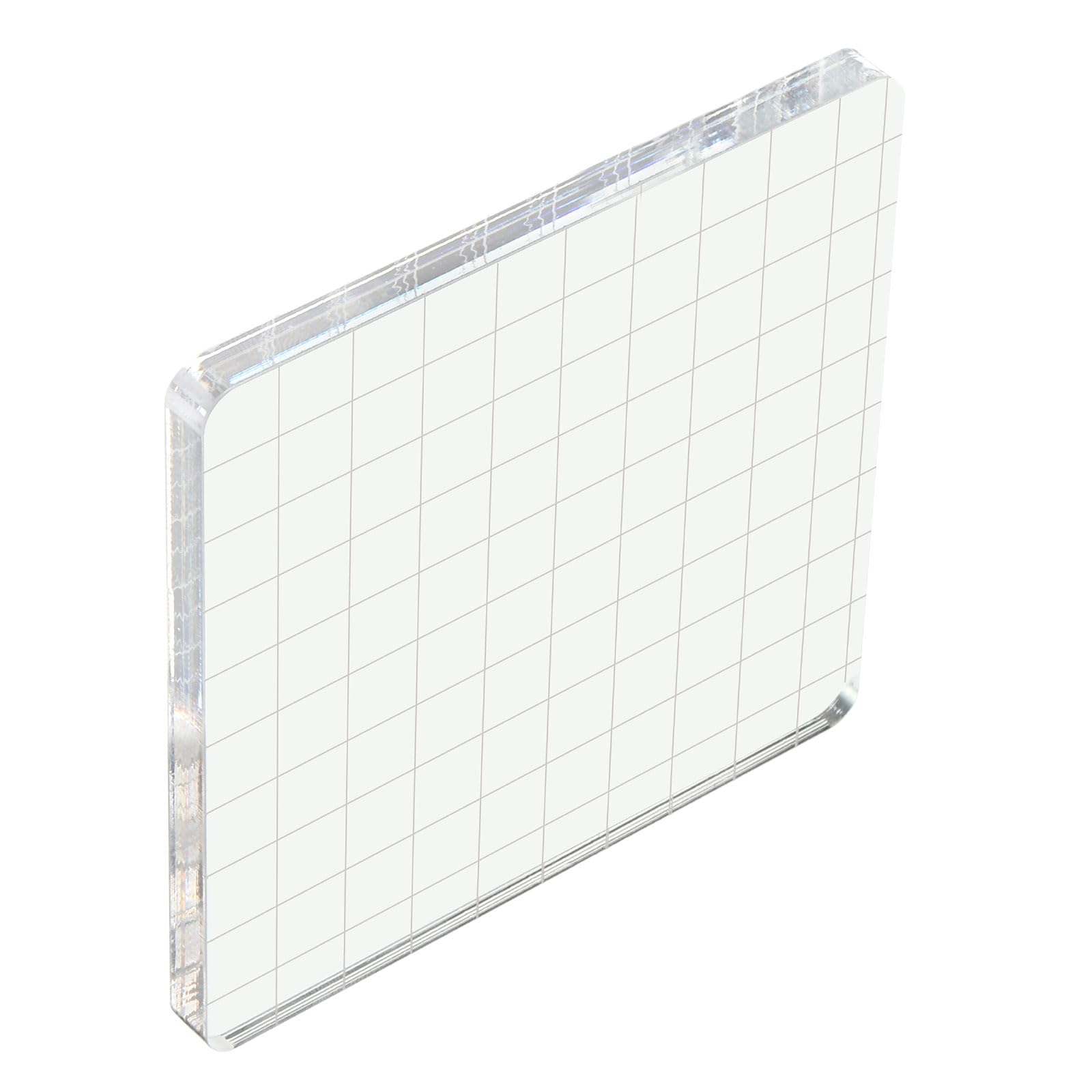 PATIKIL 4" x 4" Acrylic Stamp Block, Clear Stamping Block with Grid Lines Decorative Mounting Blocks Square for Scrapbooking DIY Crafts Card Making