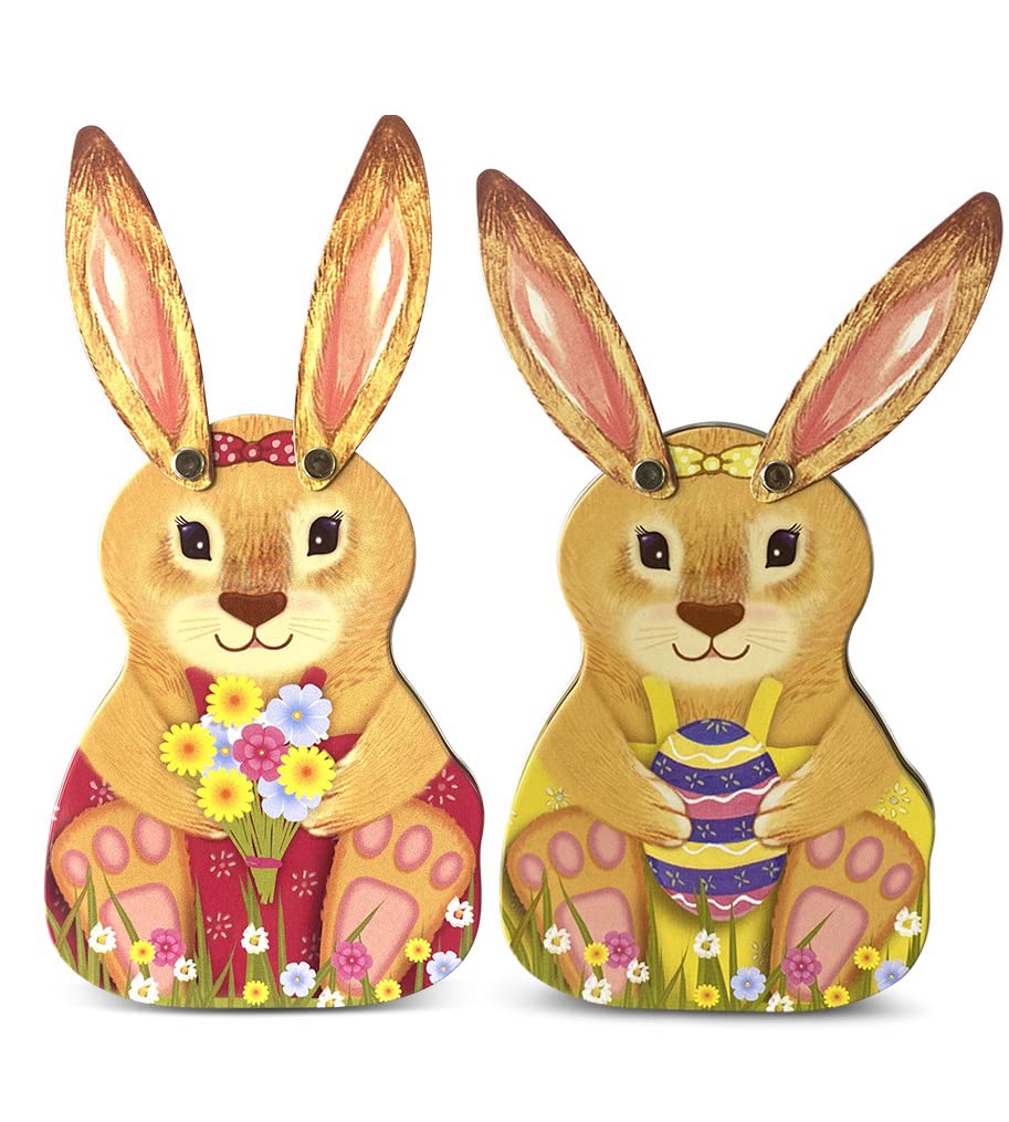 stylebox Set of 2 Easter Bunny Tin Boxes 11 x 8 x 5 cm Volume 200 ml Red/Yellow