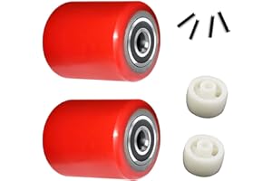 EGV Pallet Jack/Truck Load Wheels and Entry Exit Roller 3" x 3.75" with Bearings ID 20mm Poly Tread Red