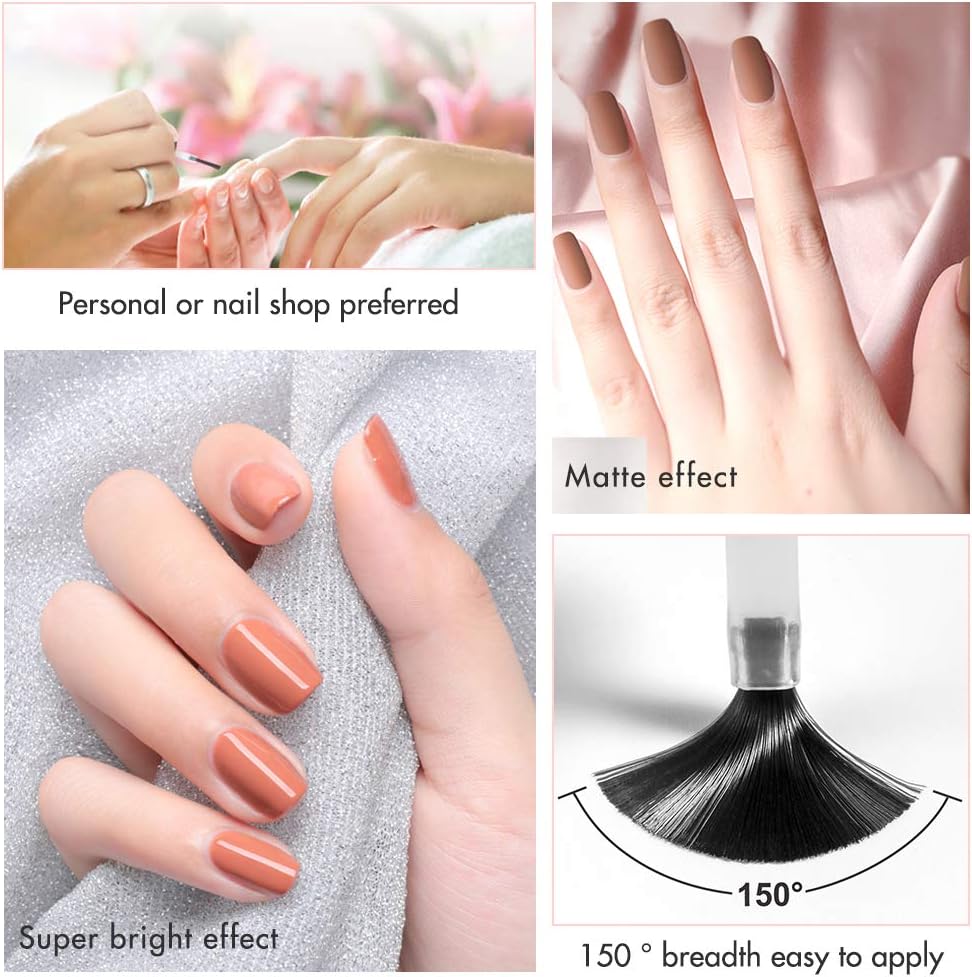 Gel Nail Polish Base and Top Coat - No Wipe Top Coat Matte & High Gloss Top Coat, UV/LED Soak Off Gel Nail Polish Kit for Home Nail DIY and Salon Use (3 x 15ml): Health & Personal Care