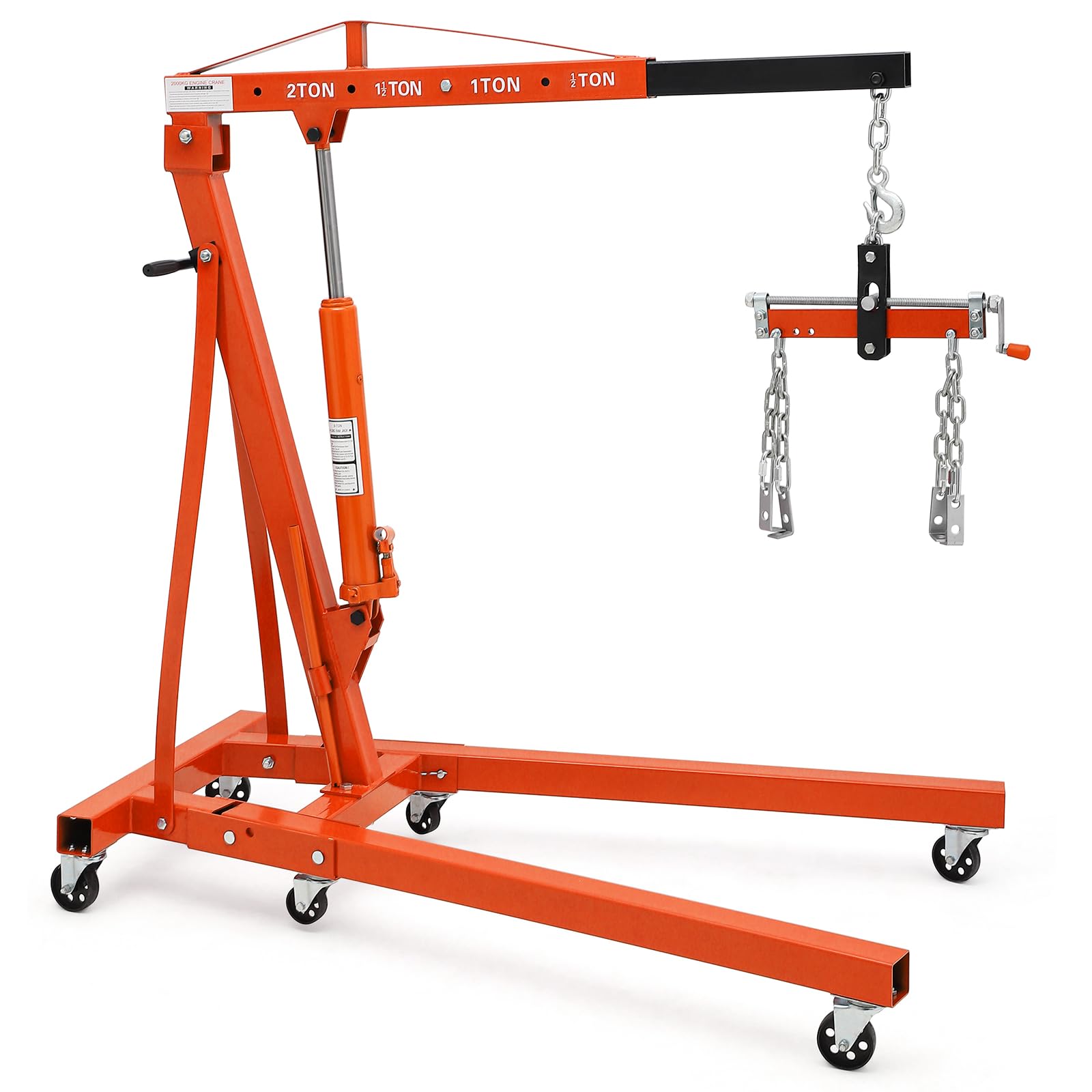 Photo 1 of **PARTIAL SET, BOX B ONLY** DEXSO 2 Ton Folding Hydraulic Engine Hoist with Lever, Folding Engine Shop Crane Hoist Lift, Heavy Cherry Picker with 6 Wheels for Garage, Workshop,Orange