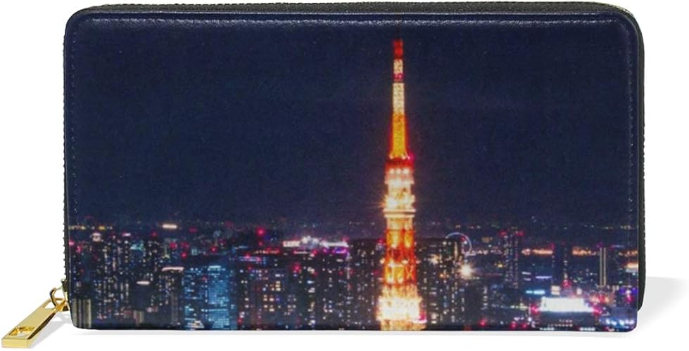 Amazon 長財布 おしゃれ 本革 大容量 かわいい レディース 東京タワー柄 東京テーマ ネイビー 財布 小銭入れ コインケース ウォレット メンズ ファッション お洒落 ファスナー 10代 代 プレゼント 橘orange レディースバッグ 財布