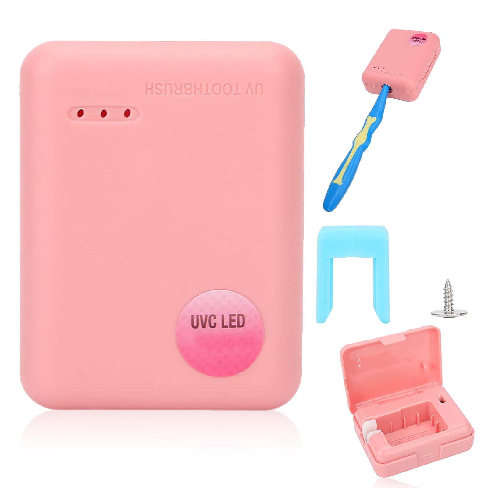 Toothbrush Sanitizer, Smart Toothbrush Sterilizer Box,Toothbrush Holder Toothpaste Head Sterilizer Disinfector,Electric Toothbrush Case For Drying Holder[Pink]