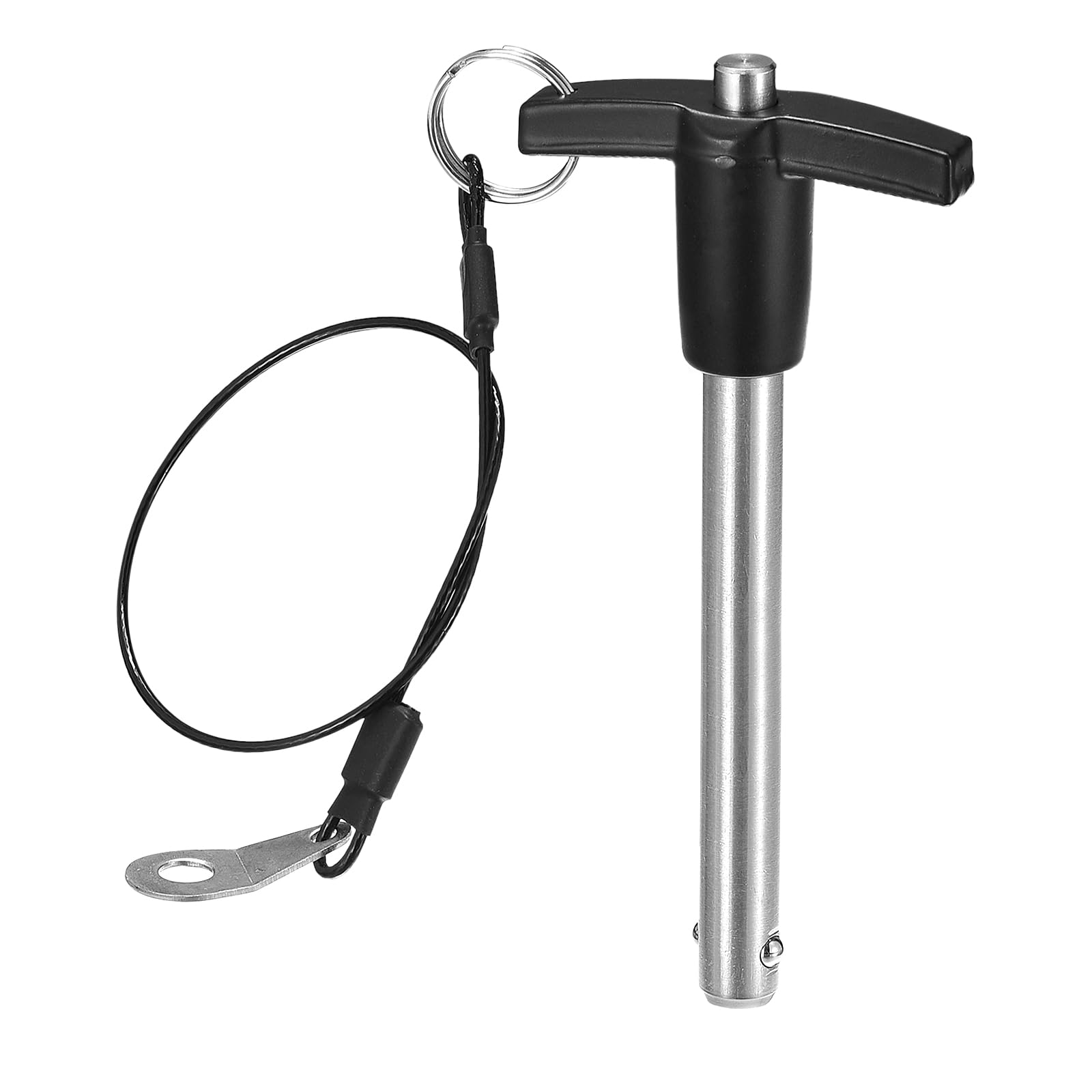 DTGN 10mmx80mm(DxL) T Handle Quick Release Pin - Good for Quickly Connecting and Hooking Up Components - 304 Stainless Steel Ball Locking Pin with Push Button - Black/Silver