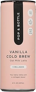 POP AND BOTTLE Vanilla Oat Milk Latte with Collagen, 8 FZ
