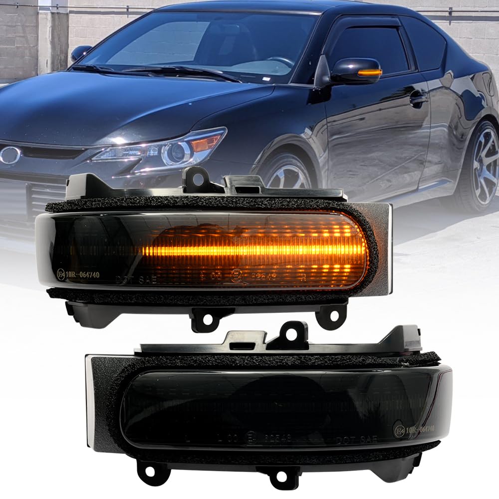 Photo 1 of NSLUMO Sequential Amber Led Side Mirror Turn Signal Lights for 2011-2016 Scion tC, 2008-2015 Scion xB Side Mirror Marker Replacement Dynamic Blinkers Side Turn Indicator Assembly Smoked Lens, small