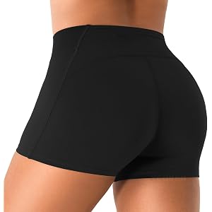 YEOREO CoreFlex Womens Low Rise Biker Shorts with Pocket | No Front Seam, Back Zipper Pocket, buttery soft, Stretchy, Workout