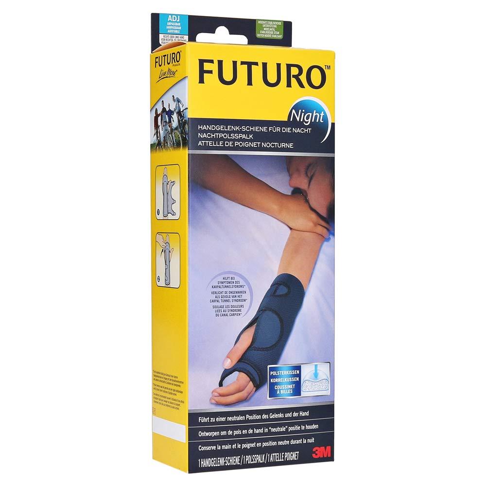FUTURO Night Wrist Support - Provides support for wrists with symptoms of Carpal Tunnel Syndrome* - Adjustable