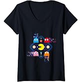 Women's 【PAC-MAN】 PAC-MAN Glitch 004 V-Neck T-Shirt