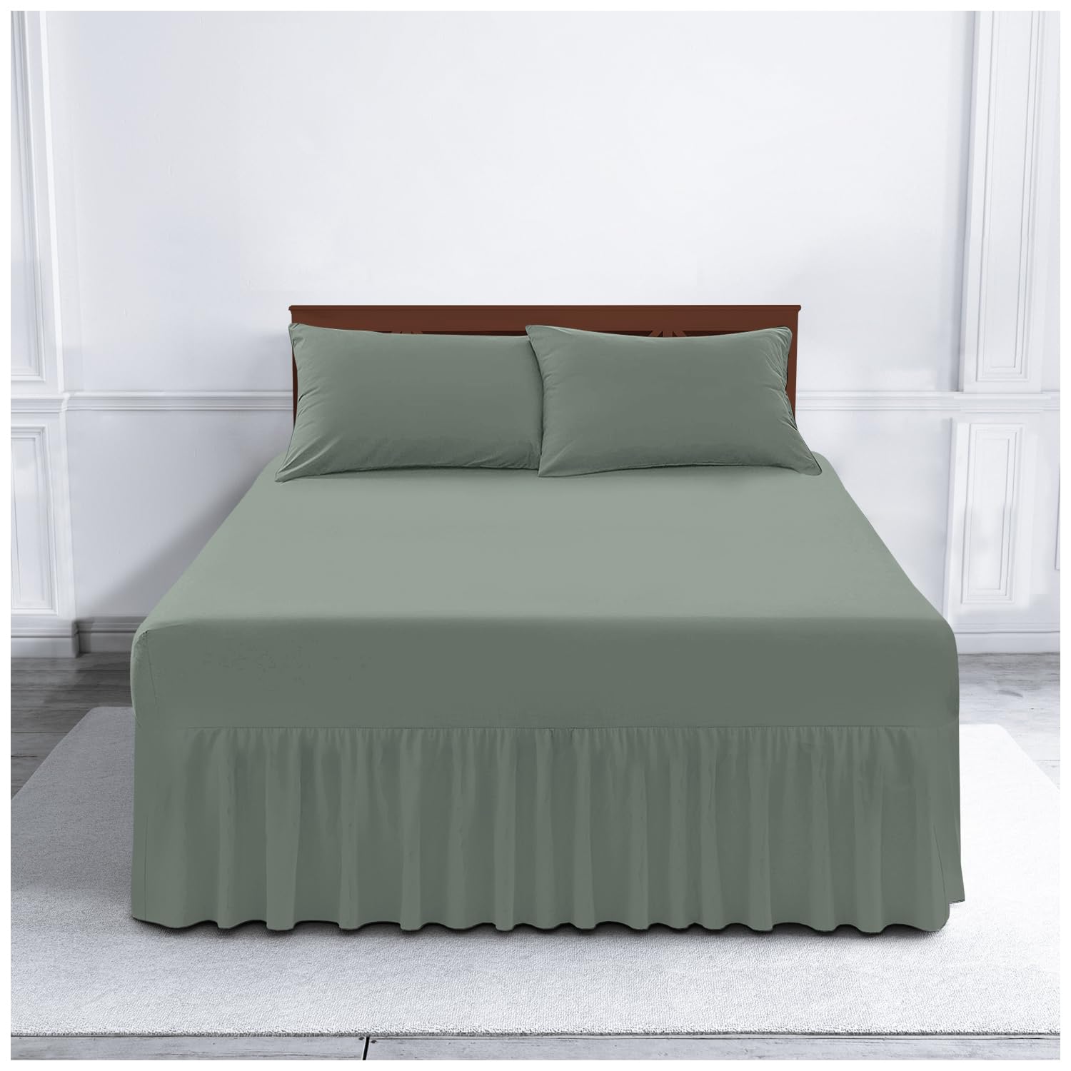 Gaveno Cavailia Luxury Non-Iron PERCALE VALANCE Sheet, Poly-Cotton, Duck Egg , Single — image 1