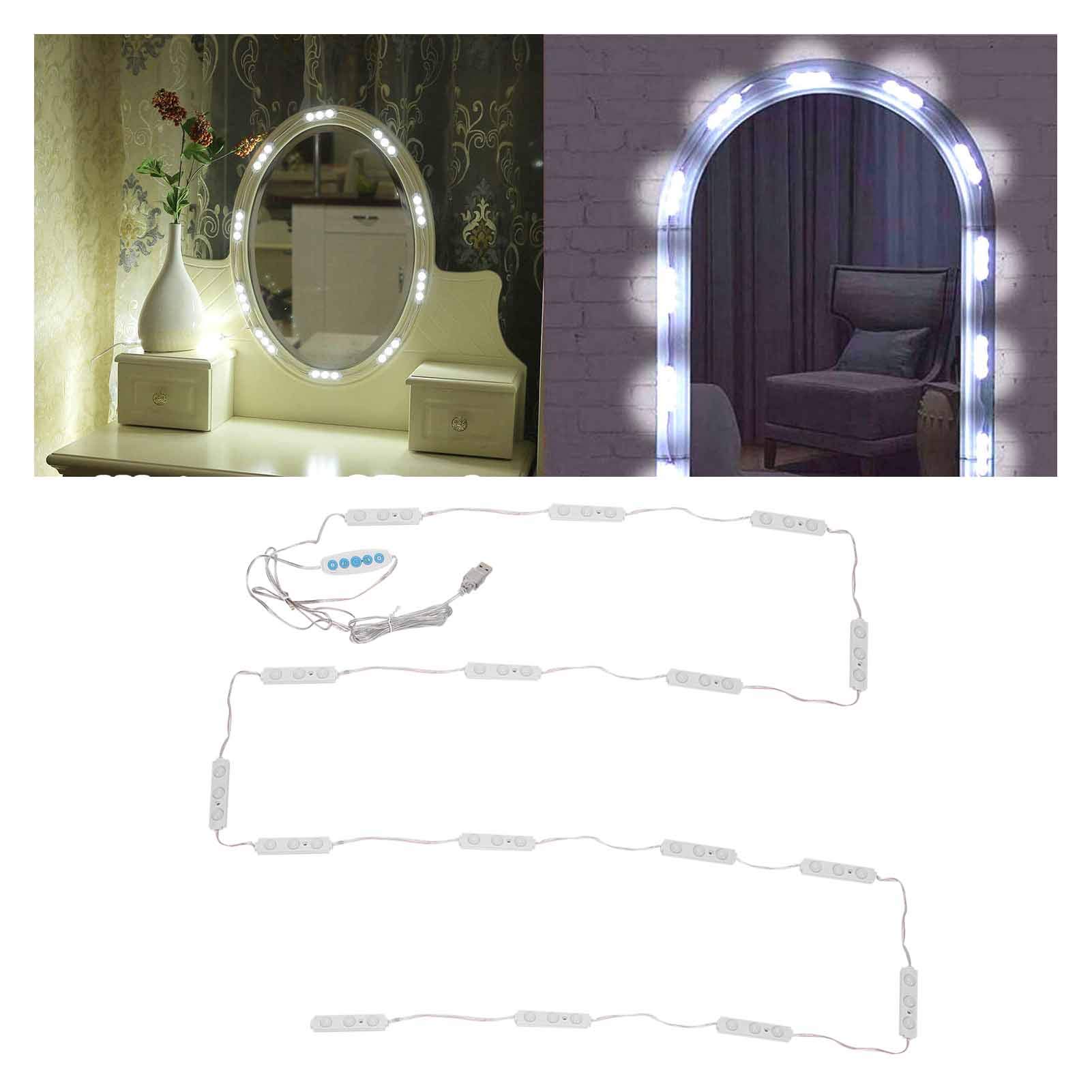 LED Vanity Mirror Front Light DIY Hollywood Style Makeup Lights Cool White Light Color Dimmable Light Belt USB Mirror Light Belt for Makeup Vanity Table & Bathroom Mirror