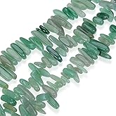 Adabele 15 Inch Natural Green Aventurine Gemstone Stick Point Loose Beads Drilled Hole 7mm-23mm Gem Stone Pendant Drop Stick for Craft Jewelry Making GZ5-9