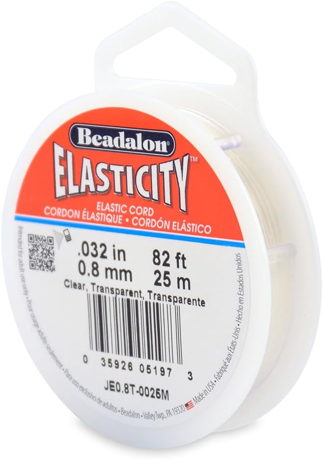 Beadalon 0.8 mm 25 m Elastcity, Clear,JE0.8T-0025M, 0.8 mm/25 m
