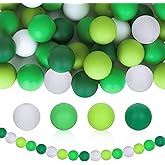 Whaline 100Pcs St. Patrick's Day Silicone Beads 15mm Round Shaped Silicone Loose Beads Mixed Green White Spacer Beads for Irish Holiday Garland DIY Crafts Keychain Bracelet Jewelry Making, 4 Colors