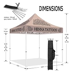10x10 Henna Tattoo Themed Pop Up Canopy