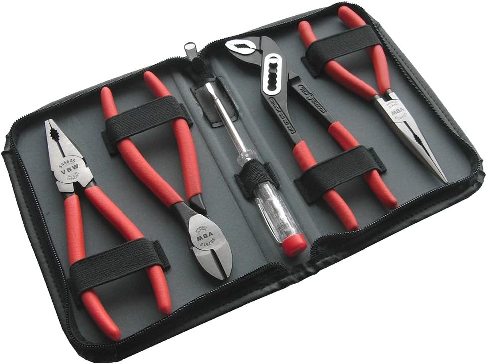VBW 840040 Polished/Plastic Sleeve Plier Set, Red/Black