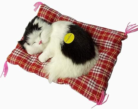 Amazon De Ouken Schlafen Ornamente Susse Schlafende Katze Drucken Sie Simulation Sound Tier Ausgestopfte Puppe Katzenspielzeug Animiert Ausgestopfte Katze Kitten Spielzeug Home Decor Auto Kinder Geschenke 1pc Black And White Cat