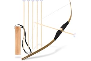 Basbon Kids Bow and Arrow Set, 24 Inch Archery Set Handmade Wooden Toy Bow and Arrow Gifts for Kids Boys Girls - Perfect for Birthdays Christmas Halloween, Cosplay Game Costume Prop Play