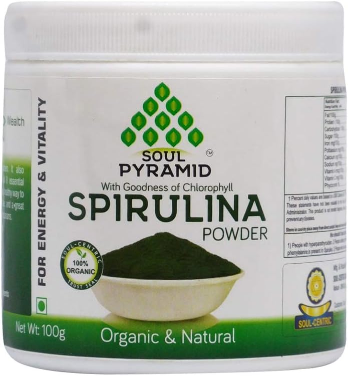 Soul Pyramid Spirulina Pure Organic Powder to Improve B12, Omega 3s, Amino Acids (100 gm)
