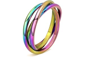 DURSI Trinity Interlocked Rolling Triple Ring for Women Girls Kids, Stainless Steel Cross Stacking Puzzle Ring for Fidget Anxiety, Minimalist Promise Engagement Wedding Ring