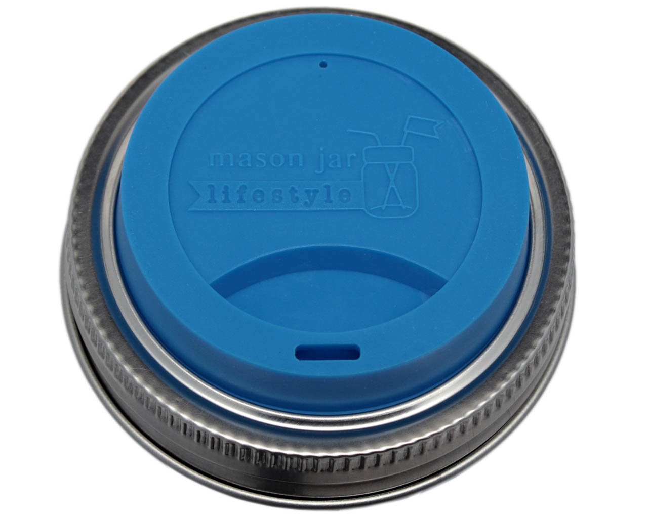 MJL Silicone Drinking Lids with Stainless Steel Bands for Mason Jars (2