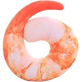 ASkinds Shrimp Neck Pillow Simulation Prawn Pillow Soft Cotton U Shaped Neck Pillow Plush Shrimp Toy Throw Pillow Cushion for Home Office Travel