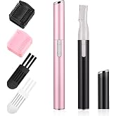 Chumia 2 Pcs Eyebrow Trimmer Face Shaver for Women, Pink, Black | Precision Personal Trimmer, Prune Hair Removal for Eyebrows Neck Lips, Portable Battery Electric Shaver with Replaceable
