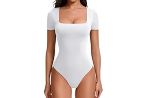 Avidlove Women's Bodysuit Short Sleeve Square Neck Body Suits Thong Double Lined Slim Fit Basic Tee Shirts