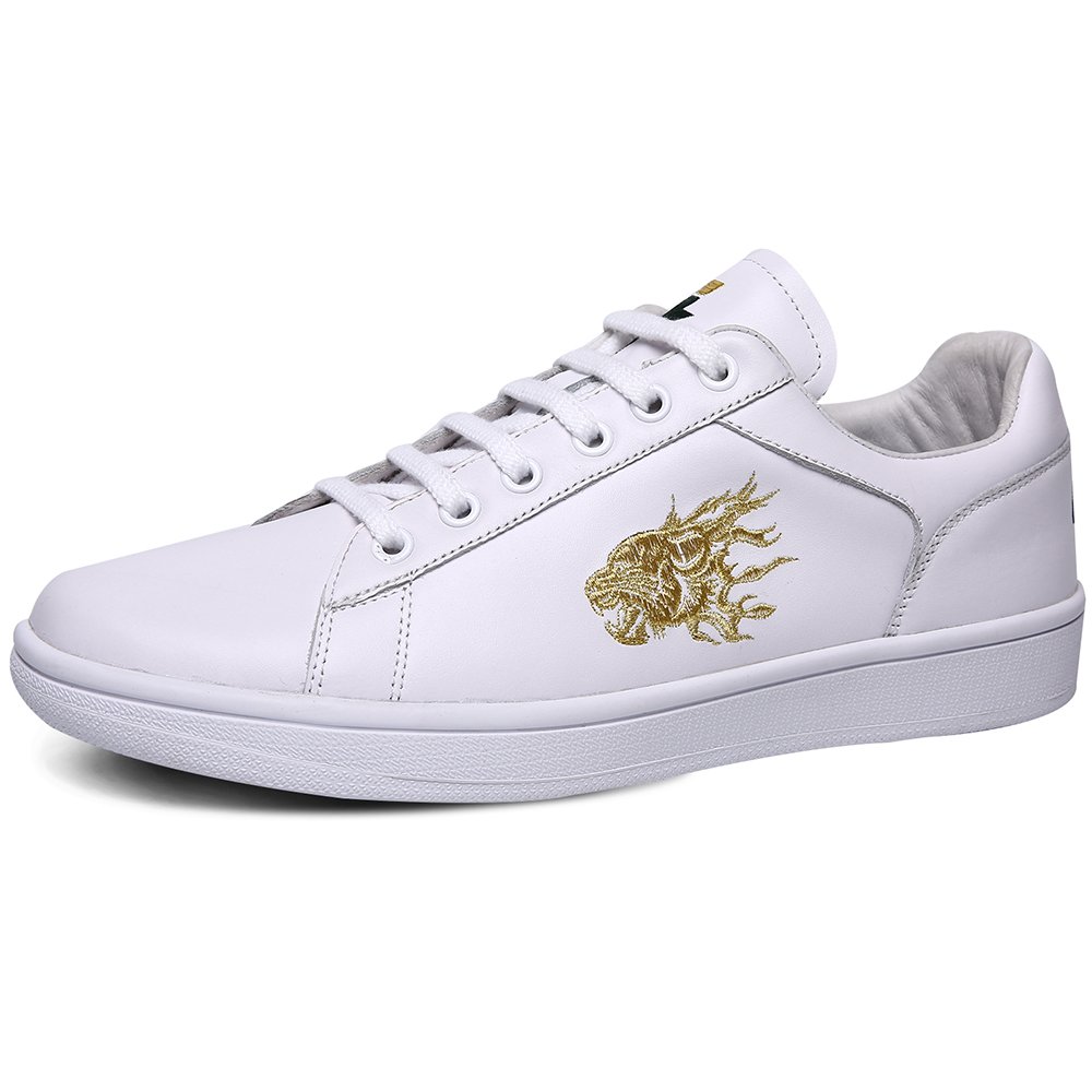 Soulsfeng Men Women Trainers Skateboarding Shoes Top Layer Leather White Shoes(White 7UK)