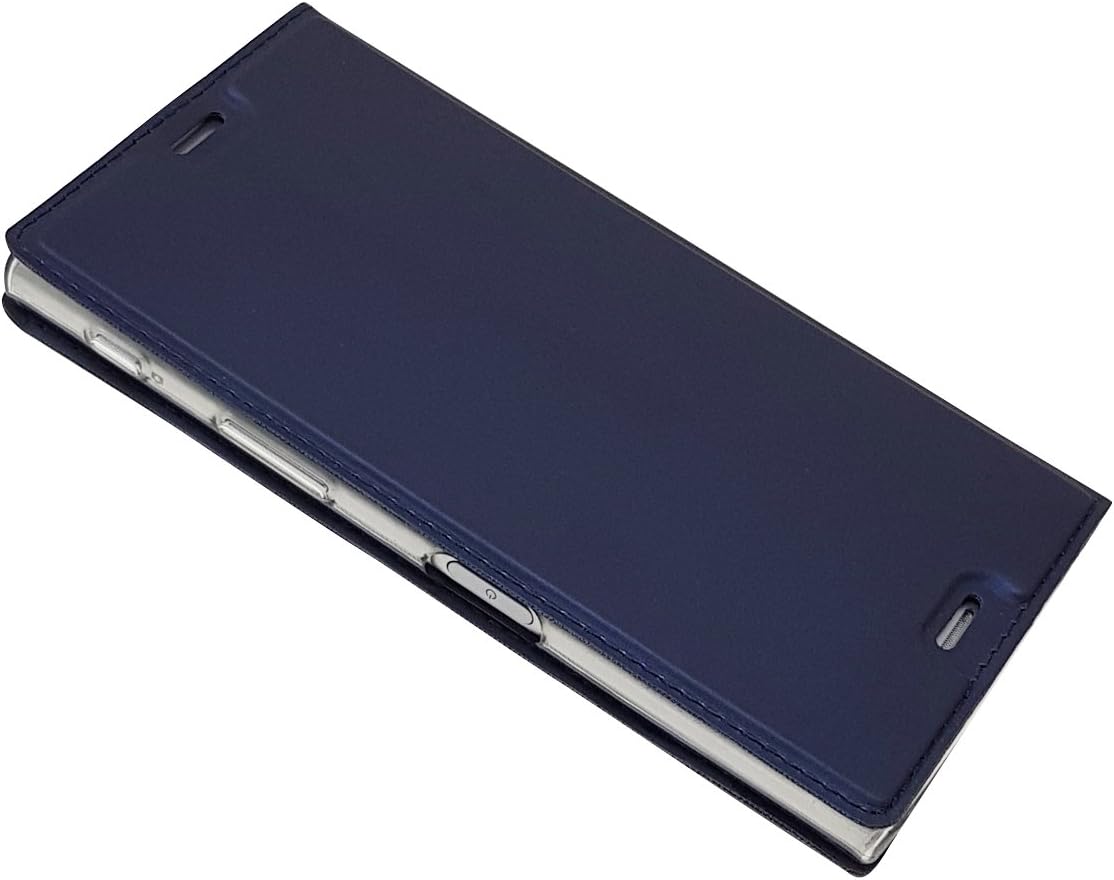 DENDICO SONY Xperia XZ2 Compact Wallet Case, Premium Ultra-Slim Flip Cover Magnetic Full Body Bumper Case with Kickstand and Card Slot - Blue