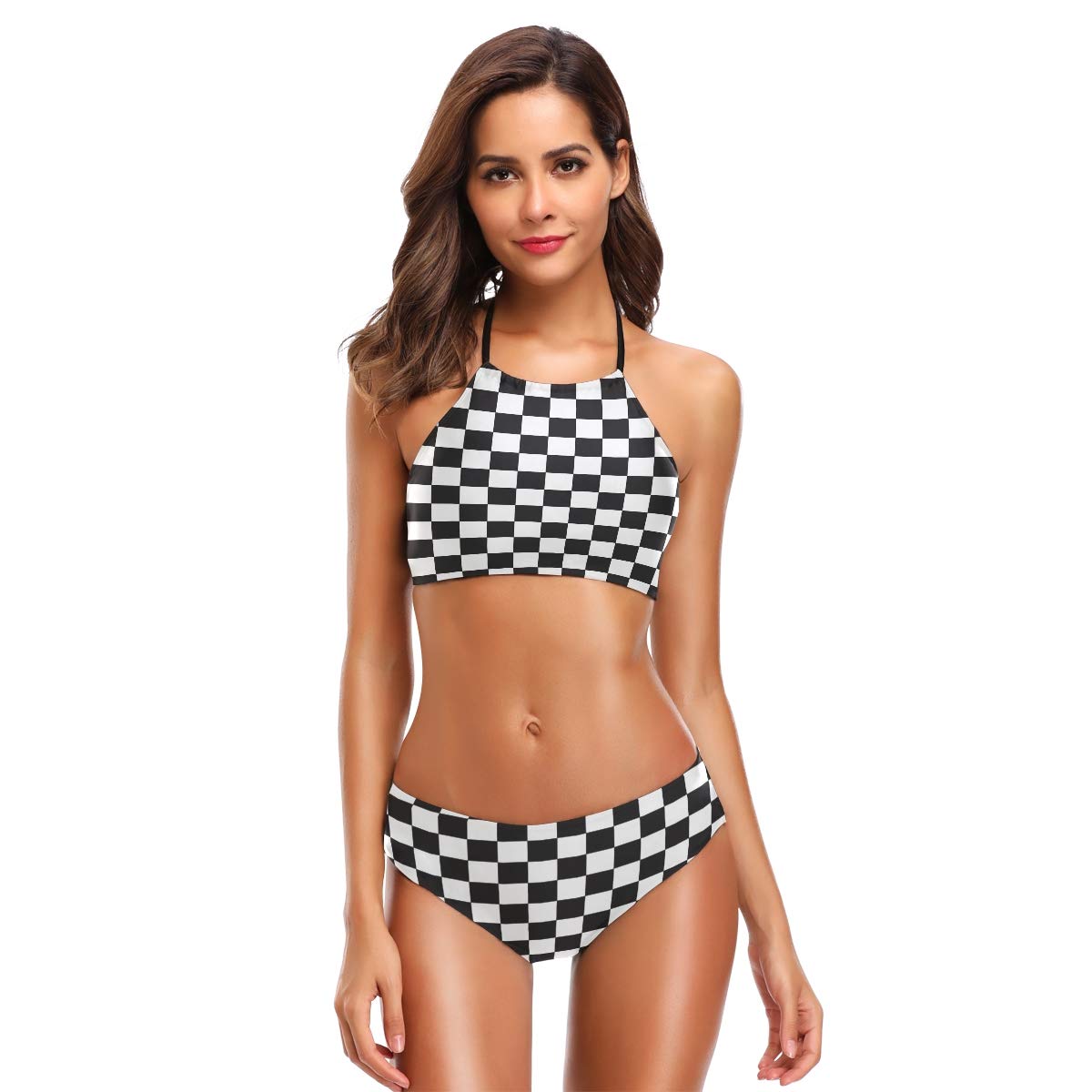 checkered bathing suit top