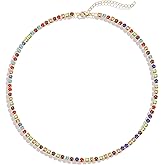 BVGA Dainty Gold Choker Necklace Colorful Heart Gemstone Choker Necklace Gold Plated Snake Chain Necklace Choker Necklaces Set for Women Gifts