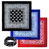 Basico Bandanas Value Pack 100% Cotton Paisley Head Wrap with Tube Face Mask/Headband
