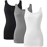 DAVID ARCHY Women's Cotton Camisole Tops Long Tank Top for Women 3 Pack