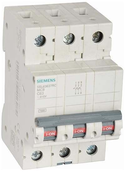 Siemens 63A 3 Pole Miniature Circuit Breaker (White, 1-Piece, 5SL63637RC)