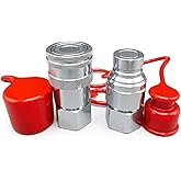 1/2" NPT Flat Face Hydraulic Quick Connect Couplers ISO 16028 DecoHongDi | Couplings Set w/Dust Caps ISO 16028 Standard, Skid Steer Bobcat 1/2 Body Quick Disconnect 1Set,