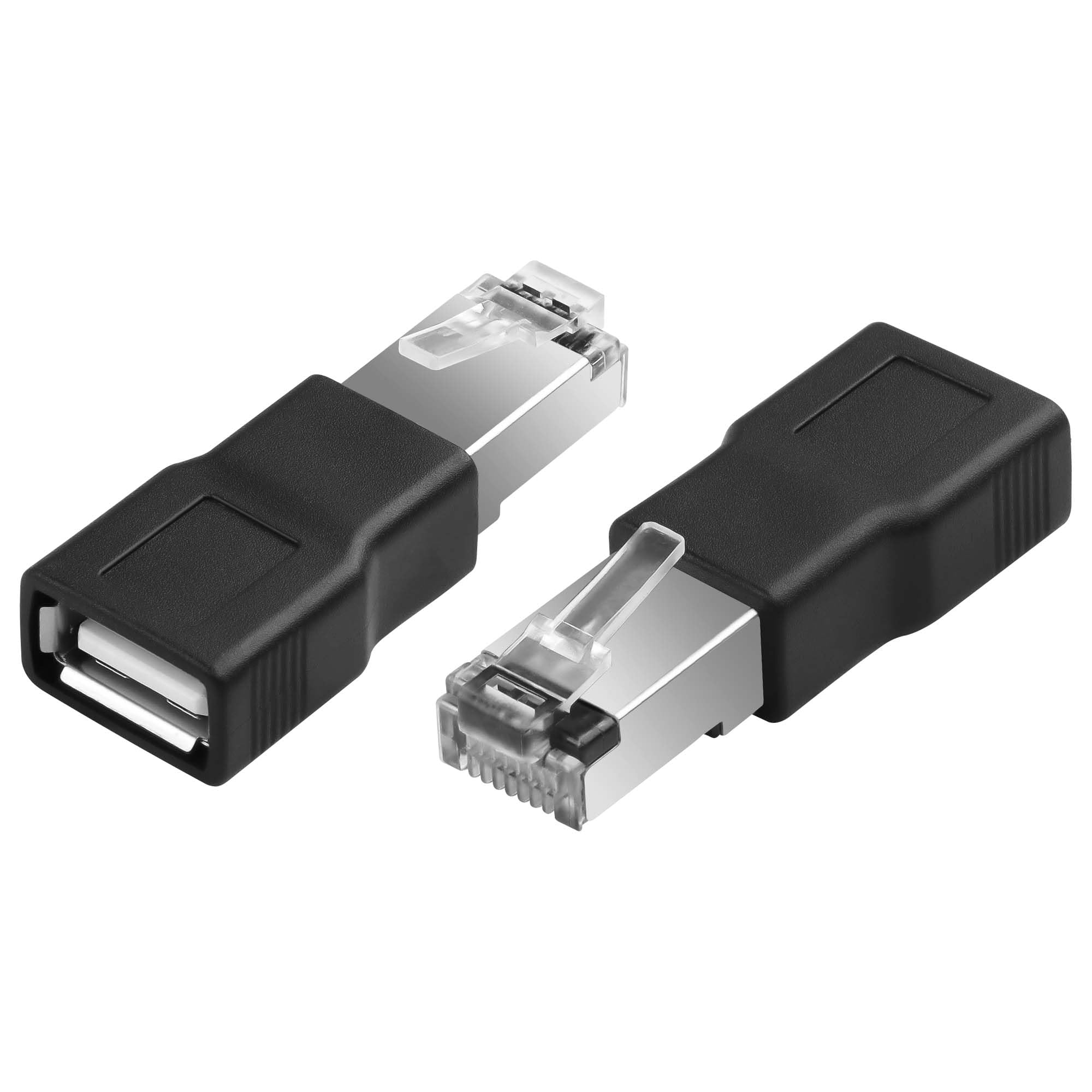 Photo 1 of GINTOOYUN 2 Pcs USB to RJ45 Ethernet Adapter Black USB2.0 Female to RJ45 8P4C Male Conversion Adapter for Camera,ADSL Modem,Router,Laptops,Desktop Computers,etc