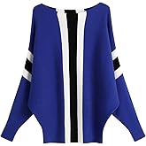 Ckikiou Womens Lightweight Oversized Boat Neck Sweaters Tops Dolman Batwing Sleeve Ribbed Knitted Pullovers