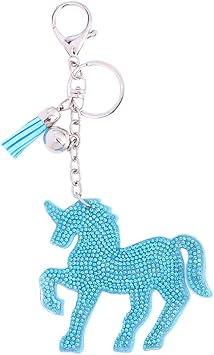 Amazon Com Amosfun Rhinestone Lint Unicorn Keychain Tassels