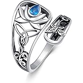 Midari Sun and Moon/Bee/Celtic/Life of Tree/Lotus Spoon Ring for Women 925 Sterling Silver Adjustable Ring Open Ring for Women Men Halloween Birthday Gift