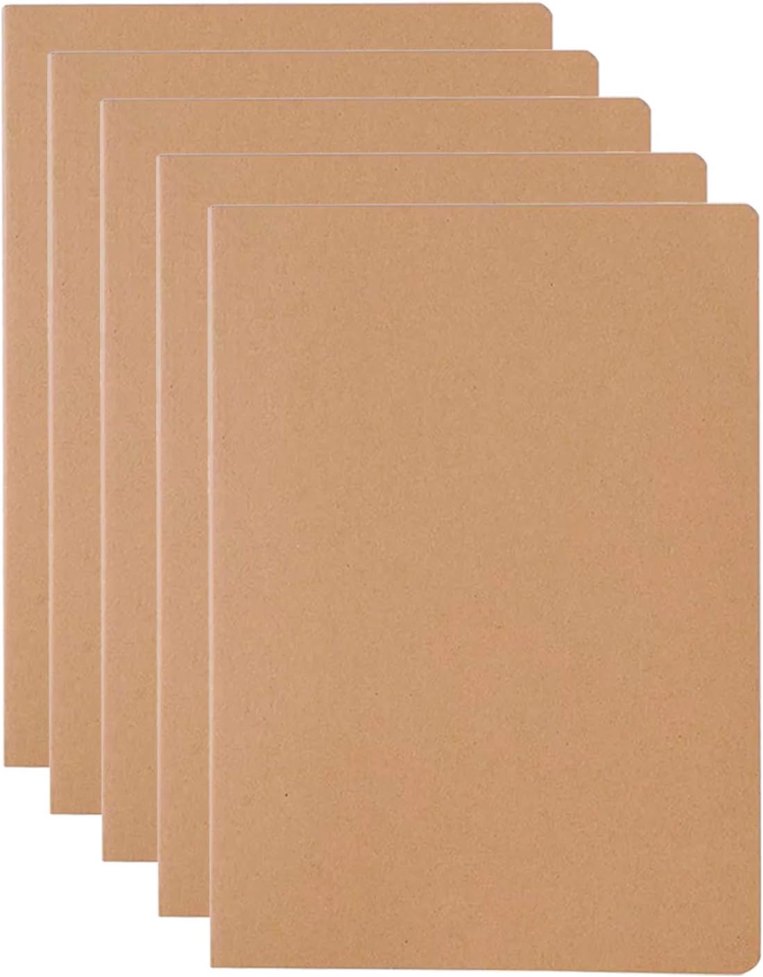 Notebooks/Journals Bulk of 5, XYark Soft Kraft Cover Memo Notepads Diary Subject Notebooks Planner with Blank Paper, 30 Sheets/60 Pages, 8.3x5.5 inch, A5 Size, Travel Journal Set