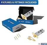 XFORT Two 65mm Polished Brass Radius Tubular Latches Internal Wooden Doors view 2