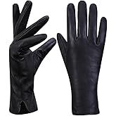 MGGMOKAY Womens Nappa Lambskin Leather Gloves Warm Cashmere Lined
