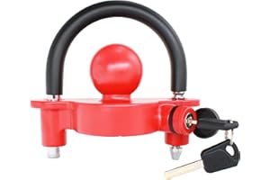 X-Haibei Trailer Locks Ball Hitch with Keys fit 1-7/8"", 2" and 2-5/16" Couplers, Universal Adjustable Trailer Coupler Lock Heavy Duty Aluminum Body, Copper Lock Cylinder for Boat Camper RV Red