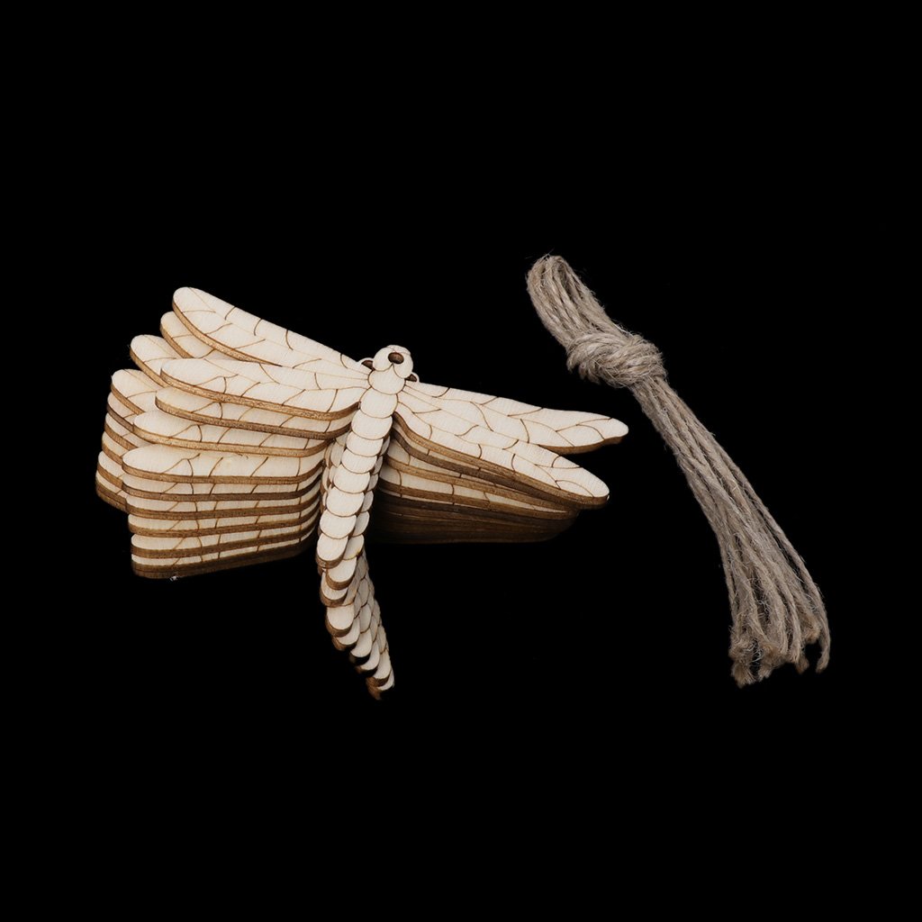 Lisanl 10 Piezas Libelula Pascua Madera Lindo Colgante Puerta De